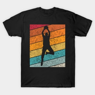 Basketball Slam Dunk Outdoor Sports Retro Sunset Design T-Shirt